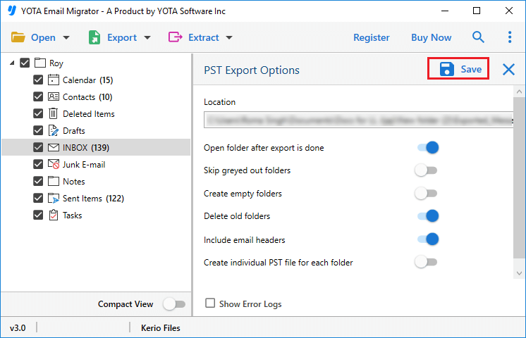 kerio connect export mailbox to PST