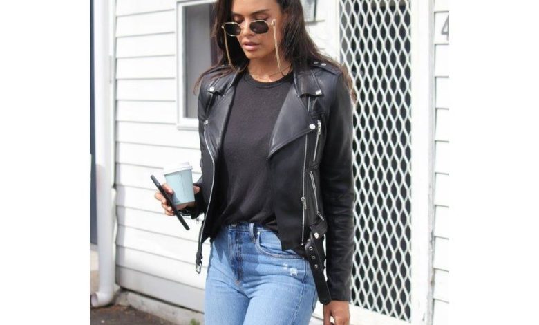 black leather jacket