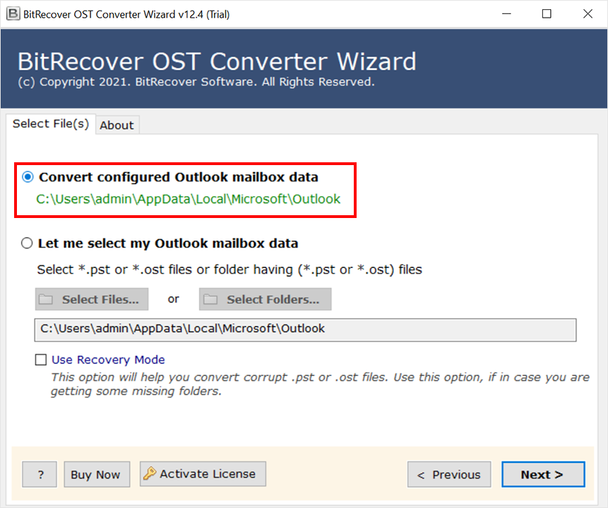 Outlook Configured Location